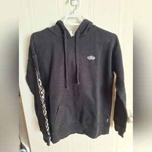 Vans Black Hoodie with Checkered Sleeve Detail